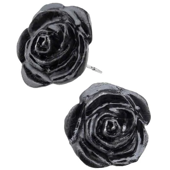 Black Rose Stud Earrings 3 Black Rose Stud Earrings