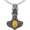 Amber Dragon Thorhammer Necklace -Chic Jewelry Store AG P728