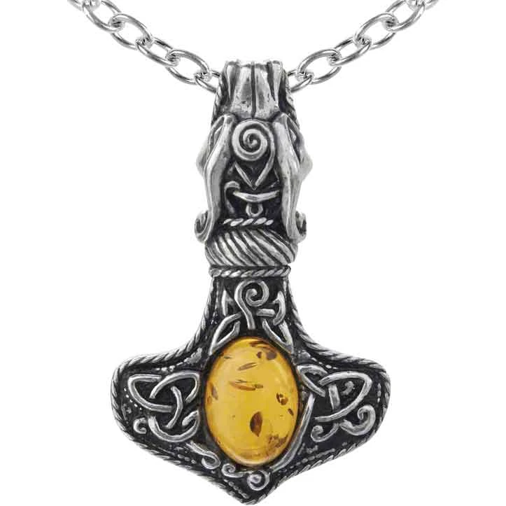 Amber Dragon Thorhammer Necklace 3 Amber Dragon Thorhammer Necklace