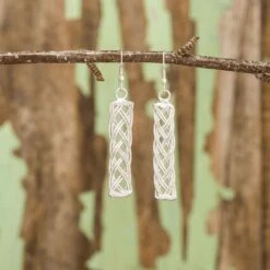 Woven Silver Knot Earrings -Chic Jewelry Store AJ 0044 2