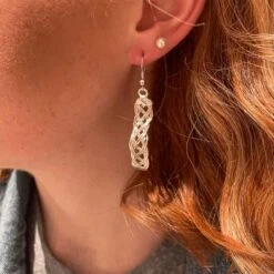 Woven Silver Knot Earrings -Chic Jewelry Store AJ 0044 3