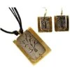 Brass And Antique Silver Engraved Tree Necklace And Earring Set -Chic Jewelry Store AJ 0048