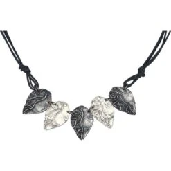 Antiqued Silver Leaves Necklace And Earring Set -Chic Jewelry Store AJ 0073 4