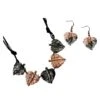 Copper And Antique Silver Round Leaves Necklace And Earring Set 1 Copper And Antique Silver Round Leaves Necklace And Earring Set -Chic Jewelry Store AJ 0085