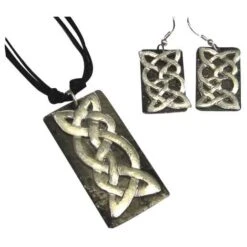 Antiqued Silver Celtic Knot Necklace And Earring Set