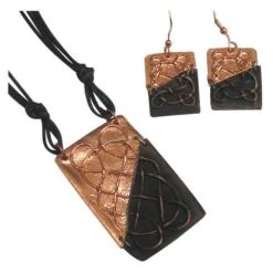 Divided Antique Copper Celtic Knot Necklace And Earring Set