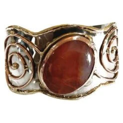 Stone And Spirals Cuff Bracelet