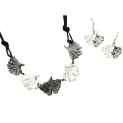 Silver Ginkgo Jewelry Set
