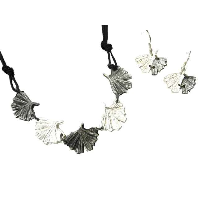 Silver Ginkgo Jewelry Set 3 Silver Ginkgo Jewelry Set