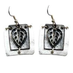 Silver Leaf Stamp Earrings
