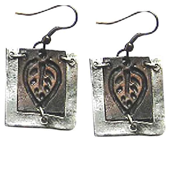 Silver And Copper Leaf Stamp Earrings 3 Silver And Copper Leaf Stamp Earrings