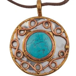 Scrollwork And Teal Stone Necklace