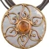 Brass And Copper Amber Flower Necklace 2 Brass And Copper Amber Flower Necklace -Chic Jewelry Store AJ 0533 1