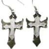 Pewter Angel Wing Cross Earrings -Chic Jewelry Store AJ 0546