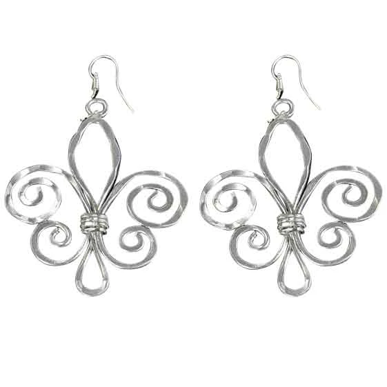 Silver Fleur De Lis Artisan Earrings 3 Silver Fleur De Lis Artisan Earrings