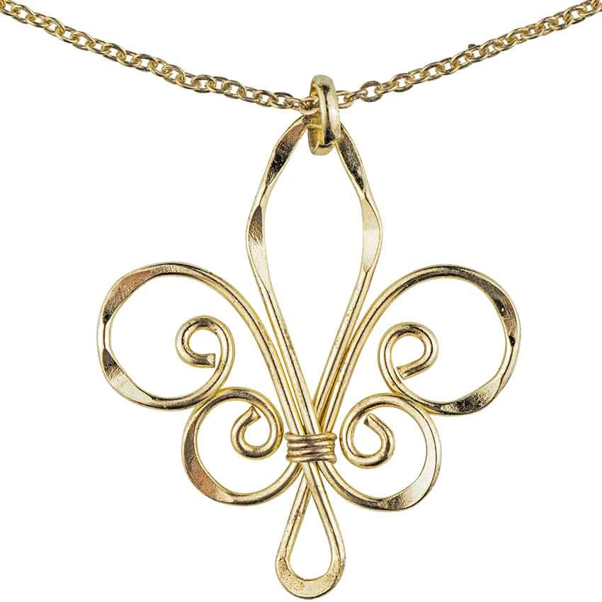 Gold Fleur De Lis Artisan Necklace 3 Gold Fleur De Lis Artisan Necklace