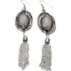 Moonstone Silver Tassel Earrings 2 Moonstone Silver Tassel Earrings -Chic Jewelry Store AJ 0614