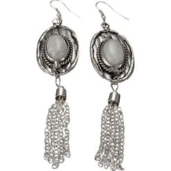 Moonstone Silver Tassel Earrings