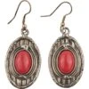 Red Coral Silver Oval Earrings 2 Red Coral Silver Oval Earrings -Chic Jewelry Store AJ 0617 1