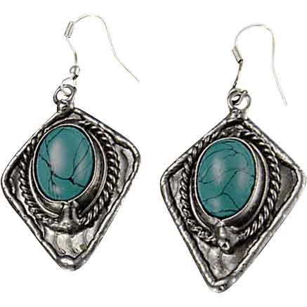 Turquoise Silver Diamond Earrings 3 Turquoise Silver Diamond Earrings