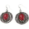 Red Coral Silver Round Earrings 1 Red Coral Silver Round Earrings -Chic Jewelry Store AJ 0622