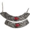 Red Coral Silver Curved Tier Necklace -Chic Jewelry Store AJ 0634