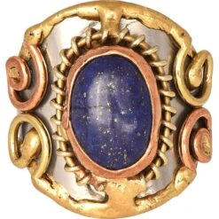 Mixed Metal Lapis Cuff Ring