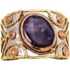 Mixed Metal Amethyst Cuff Bracelet 1 Mixed Metal Amethyst Cuff Bracelet -Chic Jewelry Store AJ 0659