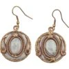 Mixed Metal Moonstone Earrings 1 Mixed Metal Moonstone Earrings -Chic Jewelry Store AJ 0669 1