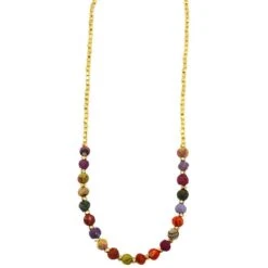 Viking Gold And Cloth Beaded Necklace