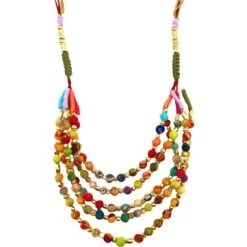 Cloth Beaded Layered Norse Necklace