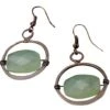 Green Aventurine Antique Brass Earrings 2 Green Aventurine Antique Brass Earrings -Chic Jewelry Store AJ 0716