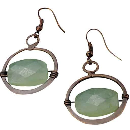 Green Aventurine Antique Brass Earrings 3 Green Aventurine Antique Brass Earrings