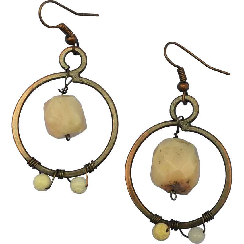 Pink Opal Viking Hook Earrings 3 Pink Opal Viking Hook Earrings