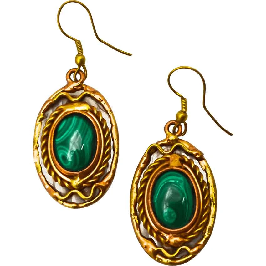 Malachite Ripple Medieval Earrings 3 Malachite Ripple Medieval Earrings