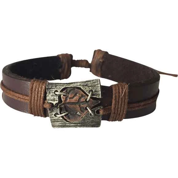 Copper Leaf Leather Bracelet 3 Copper Leaf Leather Bracelet