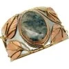 Mixed Metal Moss Agate Cuff Bracelet 1 Mixed Metal Moss Agate Cuff Bracelet -Chic Jewelry Store AJ 0868