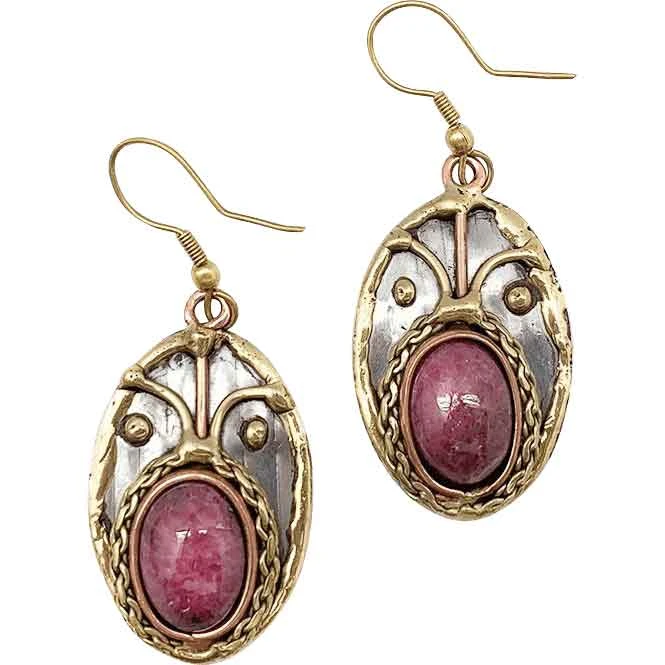 Rhodonite Medieval Earrings 3 Rhodonite Medieval Earrings