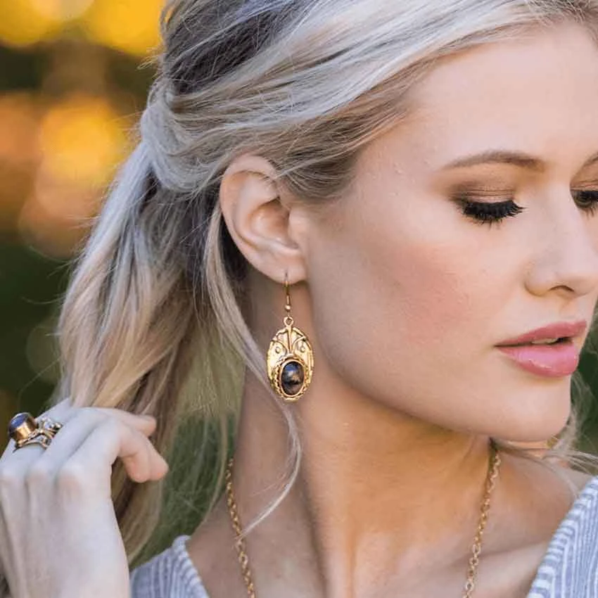 Rhodonite Medieval Earrings 4 Rhodonite Medieval Earrings - Image 2