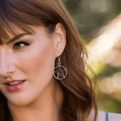 Wiccan Wire Pentacle Earrings -Chic Jewelry Store AJ 0900 2