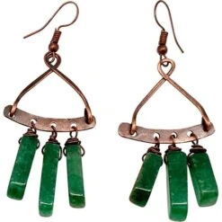 Copper And Agate Medieval Earrings