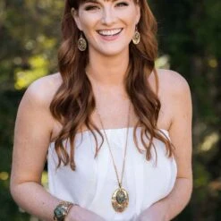 Mixed Metal Moss Agate Necklace -Chic Jewelry Store AJ 0922 2