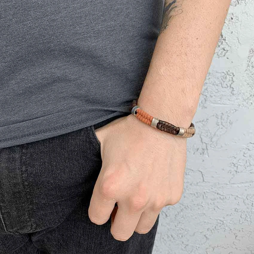 Orange And Brown Braided Viking Bracelet 4 Orange And Brown Braided Viking Bracelet - Image 2