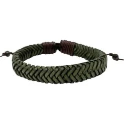 Green Braided Leather Viking Bracelet