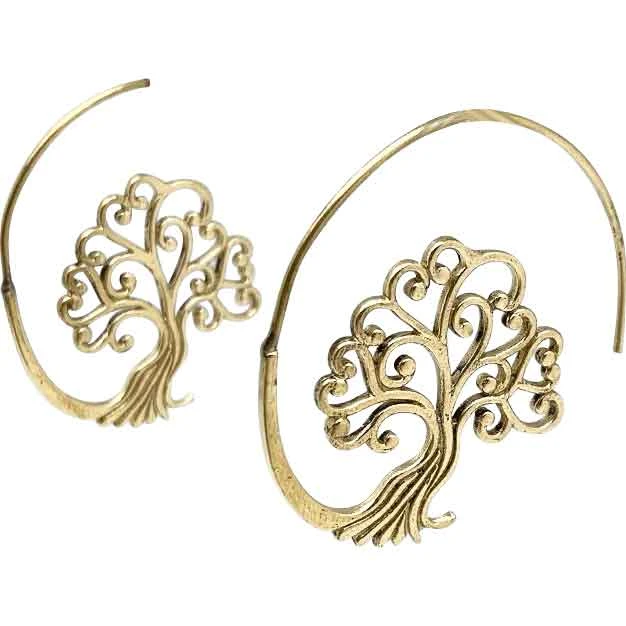 Golden Tree Of Life Open Hoop Earrings 4 Golden Tree Of Life Open Hoop Earrings - Image 2