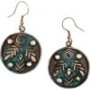 Teal Patina Leaf And Spiral Fantasy Earrings -Chic Jewelry Store AJ 0973