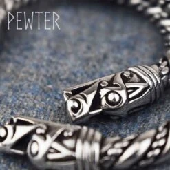 Large Dragon Head Viking Bracelet – Pewter -Chic Jewelry Store AS ABLET002 5