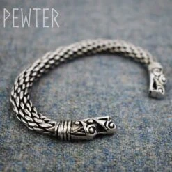Scaled Dragon Head Viking Bracelet – Pewter -Chic Jewelry Store AS ABLET003 4
