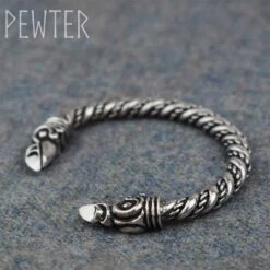 Large Odins Raven Viking Bracelet – Pewter -Chic Jewelry Store AS ABLET004 4