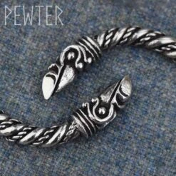 Large Odins Raven Viking Bracelet – Pewter -Chic Jewelry Store AS ABLET004 6